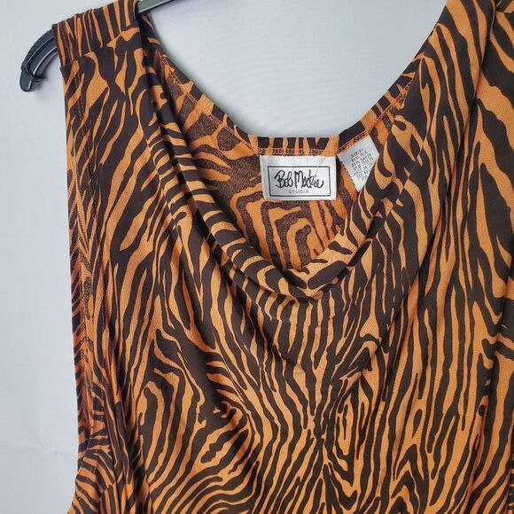 Bob Mackie Studio Sleeveless Animal Print Cowl Neck Top Size 5X - Picture 3 of 6